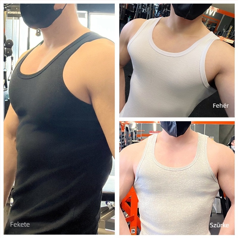 Férfi pamut atlétikus felső, 100% pamut, kerek nyak, vastag anyagú 251–300 g/m², sportos stílus