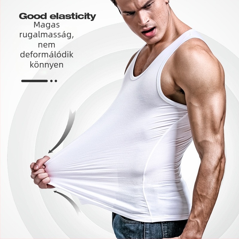 Férfi viszkóz mellény, széles vállú, karcsú szabás, kerek nyakú, vast anyag 201-250 g/m2, nyár/ősz