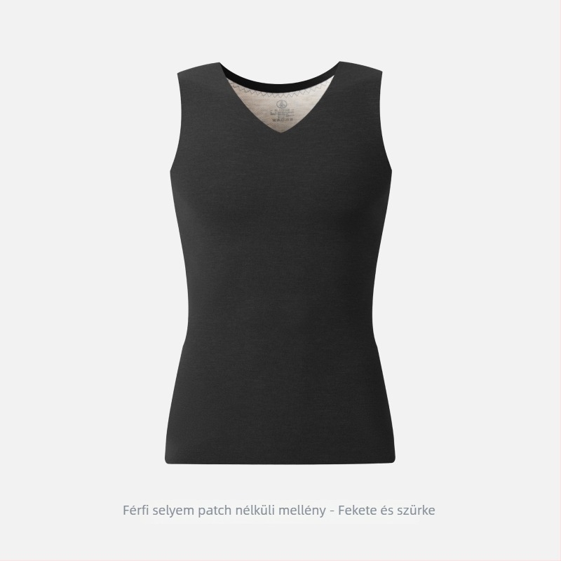 Férfi termál mellény V-nyakú, fleece-béléses, kötött anyag, középhosszú, poliészter-spandex (90–95% poliészter)