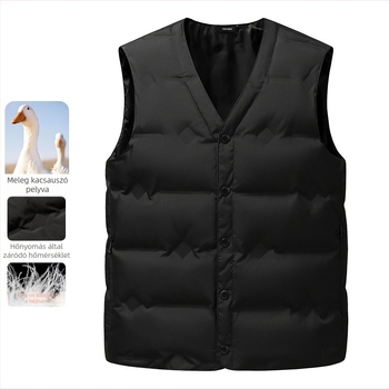 Férfi tollmellény, ujj nélküli, téli viselet, 2025 téli szezon, anyag: nylon, töltet: lúd toll, töltet-tartalom 86–90%, vastag kivitel