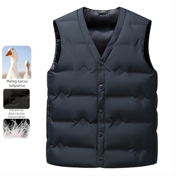 Férfi tollmellény, ujj nélküli, téli viselet, 2025 téli szezon, anyag: nylon, töltet: lúd toll, töltet-tartalom 86–90%, vastag kivitel