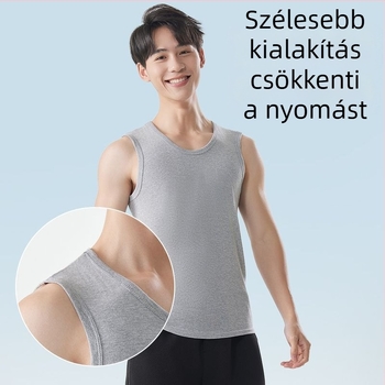 Széles vállú pamut mellény, ujj nélküli, V-nyak, szabadidős stílus, 95–100% pamut, anyagvastagság 181–200 g/m²