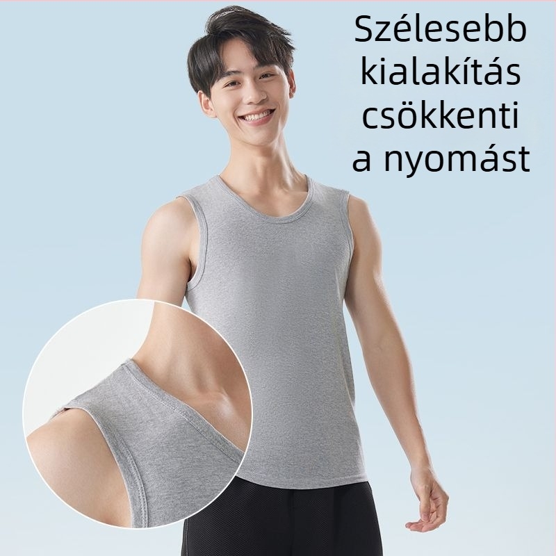 Széles vállú pamut mellény, ujj nélküli, V-nyak, szabadidős stílus, 95–100% pamut, anyagvastagság 181–200 g/m²