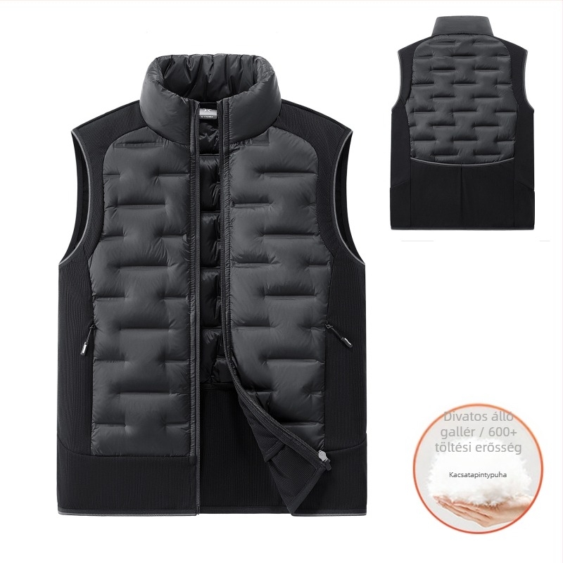 Férfi sportos tollmellény álló gallérral – 86–90% tolltartalom, töltet <100 g, töltőanyag: fehér kacsa toll, fő anyag: nylon