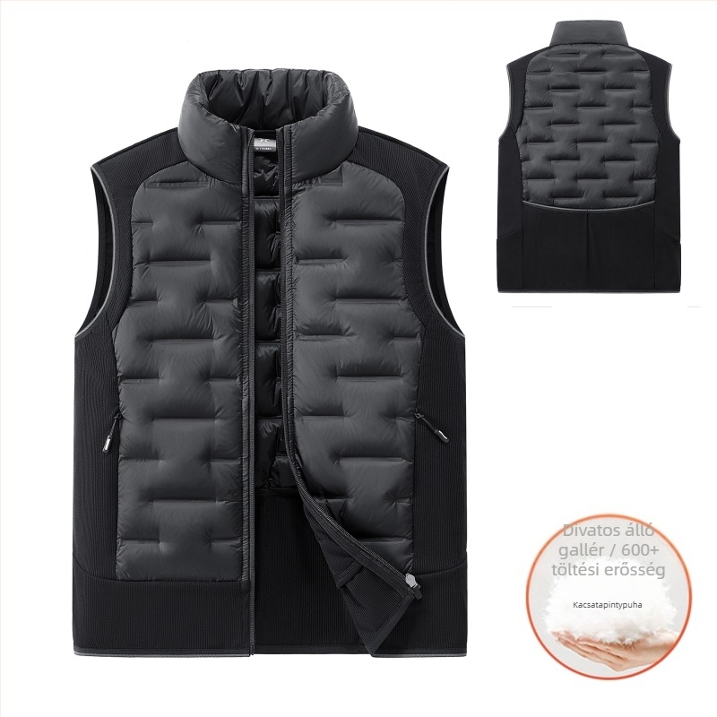 Férfi sportos tollmellény álló gallérral – 86–90% tolltartalom, töltet <100 g, töltőanyag: fehér kacsa toll, fő anyag: nylon