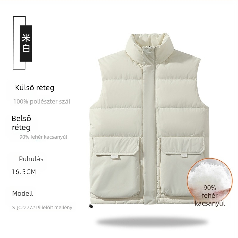 Vastag tollmellény libatoll töltéssel, álló gallér, cipzár, több zseb, téli ruha