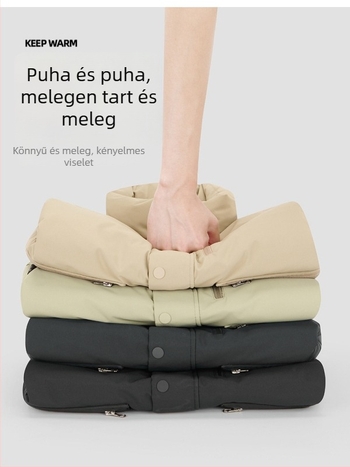 Férfi álló galléros pehelymellény, plüss béléssel, 60–90 g töltet, cipzárral, szabad szabású