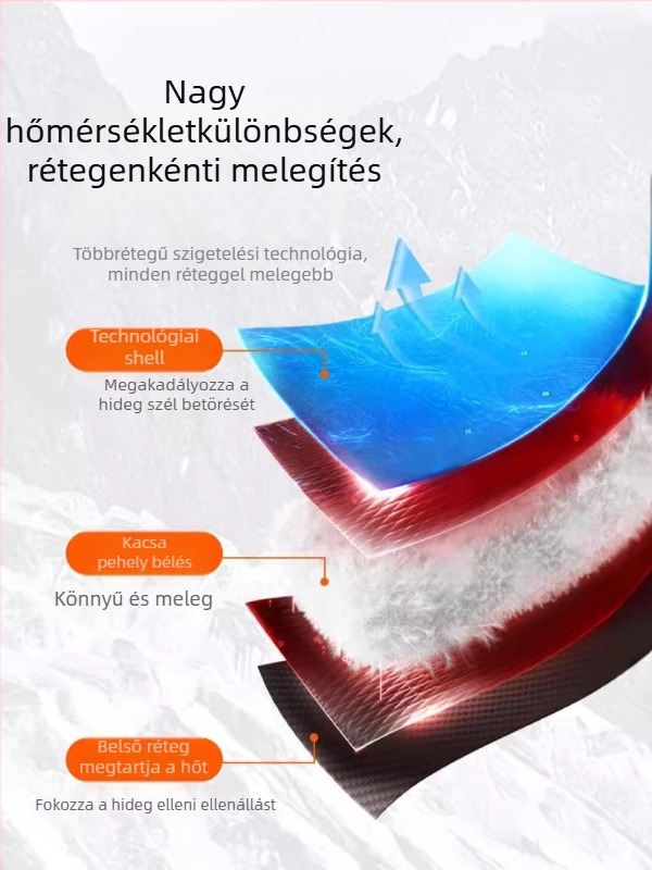 Férfi álló galléros pehelymellény, plüss béléssel, 60–90 g töltet, cipzárral, szabad szabású