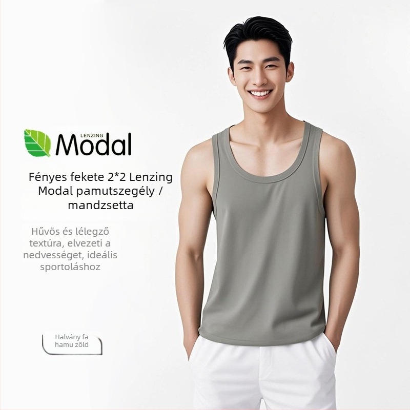 Széles vállú mellény, kerek nyakú, Ecocos anyag, regenerált cellulóz rost, Nyár