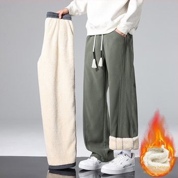 Téli fleece-es sportnadrág tiniknek, 100% poliészter, középmagas derekú, egyenes szabású, húzózsinóros záródás