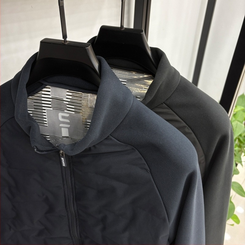 Férfi vastag fleece-béléssel bélelt dzseki, álló gallér, cipzár, lazább szabás, poliészter anyag