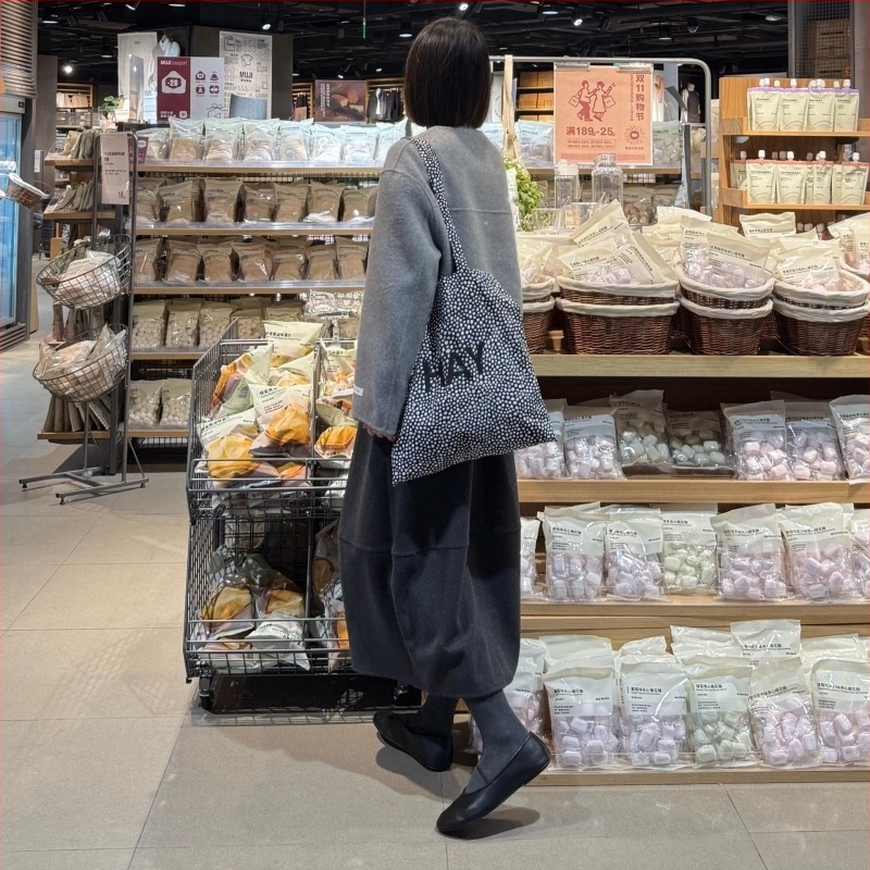 Hosszú A-vonalú gyapjú szoknya, magas derekú, japán-koreai casual stílus (5% gyapjú, gyapjú szövet, nem nyújtózik)