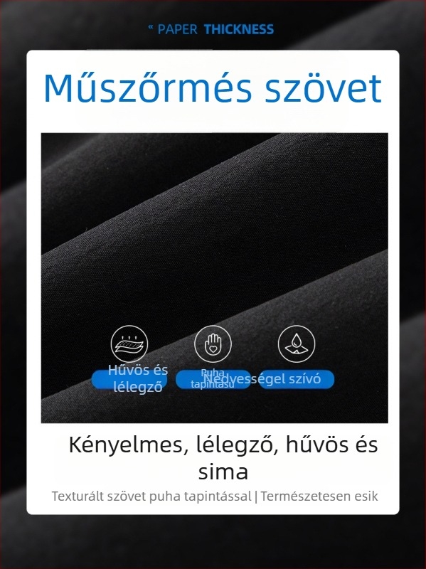 Férfi sportos nadrág lazán szabott, nyári poliészter-elasztán anyagból, középderék, húzózsinóros zárás, betűs mintázat