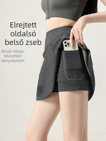 Egyszínű A‑vonalú rövid szoknya poliészter-spandex anyagból, lélegző, 70–80% poliészter, Spandex <30%, nyár 2025, japán-koreai lazább stílus
