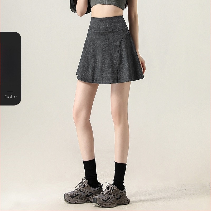 Egyszínű A‑vonalú rövid szoknya poliészter-spandex anyagból, lélegző, 70–80% poliészter, Spandex <30%, nyár 2025, japán-koreai lazább stílus
