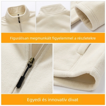 Férfi dzseki álló gallérral, cipzárral, 100% poliészter külső és bélés, egyszínű, Koreai stílus