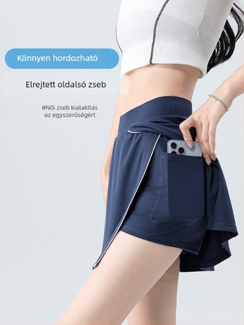 Magas derekú A‑vonalú rövid szoknya hasítékkal, Nylon/Spandex