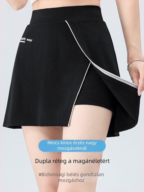 Magas derekú A‑vonalú rövid szoknya hasítékkal, Nylon/Spandex
