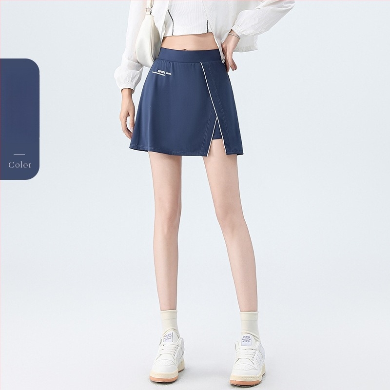 Magas derekú A‑vonalú rövid szoknya hasítékkal, Nylon/Spandex
