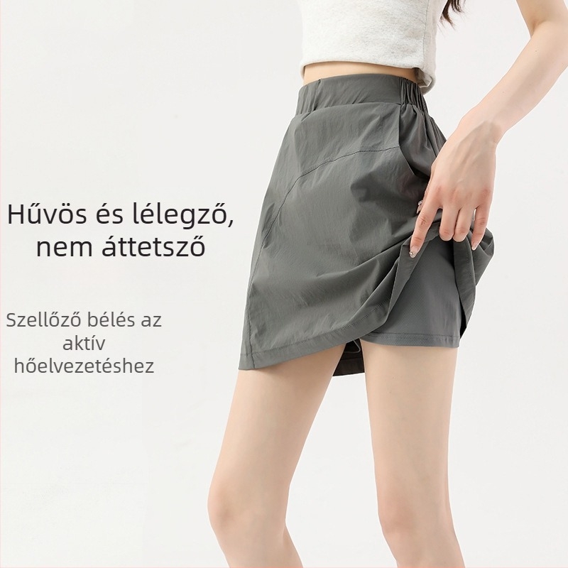 UPF40+ Szabadidővédő munkasoknya, magas derekú, nylon-elasztán anyag, nyár 2025