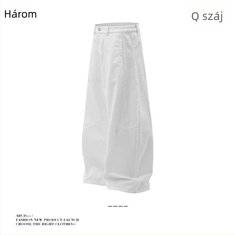 Baggy széles szárú farmernadrág, középmagas derekú, 100% pamut, kollázs dizájn, uniszex