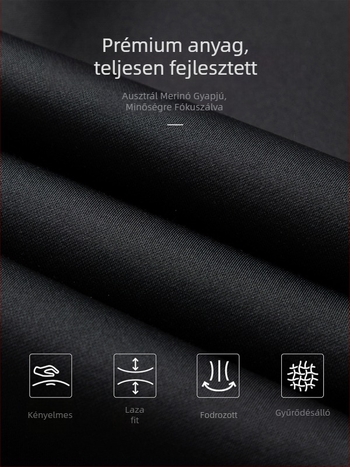 Férfi gyapjú nadrág – egyenes szár, középmagas derék, gyapjú-kasmír keverék, vasalásmentes, irodai viselet, több zseb