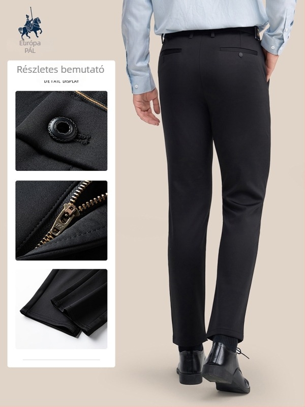 Férfi gyapjú nadrág – egyenes szár, középmagas derék, gyapjú-kasmír keverék, vasalásmentes, irodai viselet, több zseb