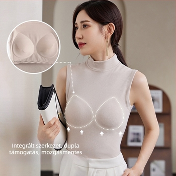 Magasnyakú kamizsol, varrat nélküli egyrészes dizájn, anyag: regenerált cellulóz rost, márka Seko, őszi-téli szezonra, közepes vastagságú 141–160 g/m2