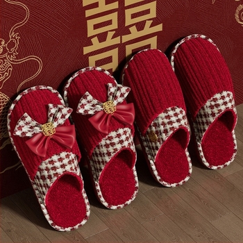 Esküvői papucs pároknak toe-loop kialakítással, PVC talp, vastagított talp, textil felsőrész, csúszásmentes