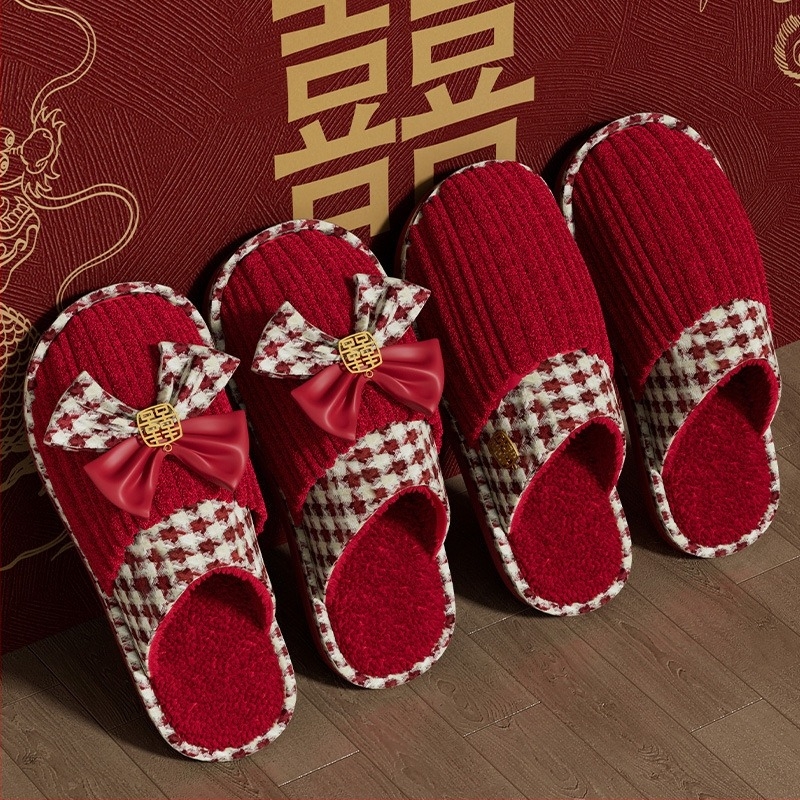 Esküvői papucs pároknak toe-loop kialakítással, PVC talp, vastagított talp, textil felsőrész, csúszásmentes