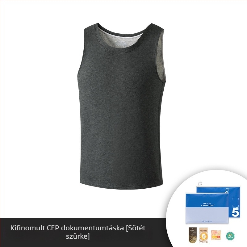 Férfi viszkóz termikus mellény fleece béléssel, dupla réteg, kerek nyakú, bársonyos tapintás