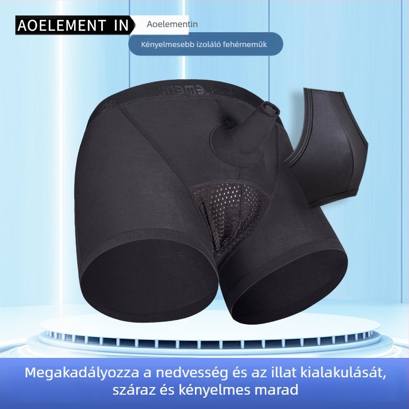Férfi boxeralsó, lélegző regenerált cellulóz anyagból, középmagas derekú