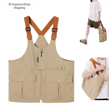 Kültéri ultra-könnyű kétfunkciós mellény táska, uniszex, sportos vállon átívelő, poliészter