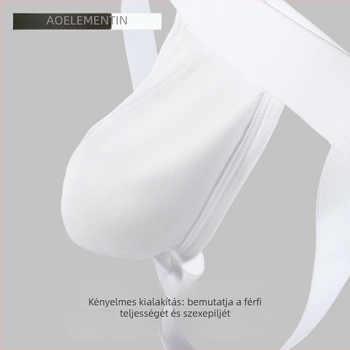 Férfi tangabugyi újrahasznosított rostból, sportos kötött anyag, alacsony derékvonal, viszkóz belső réteg 95–100%