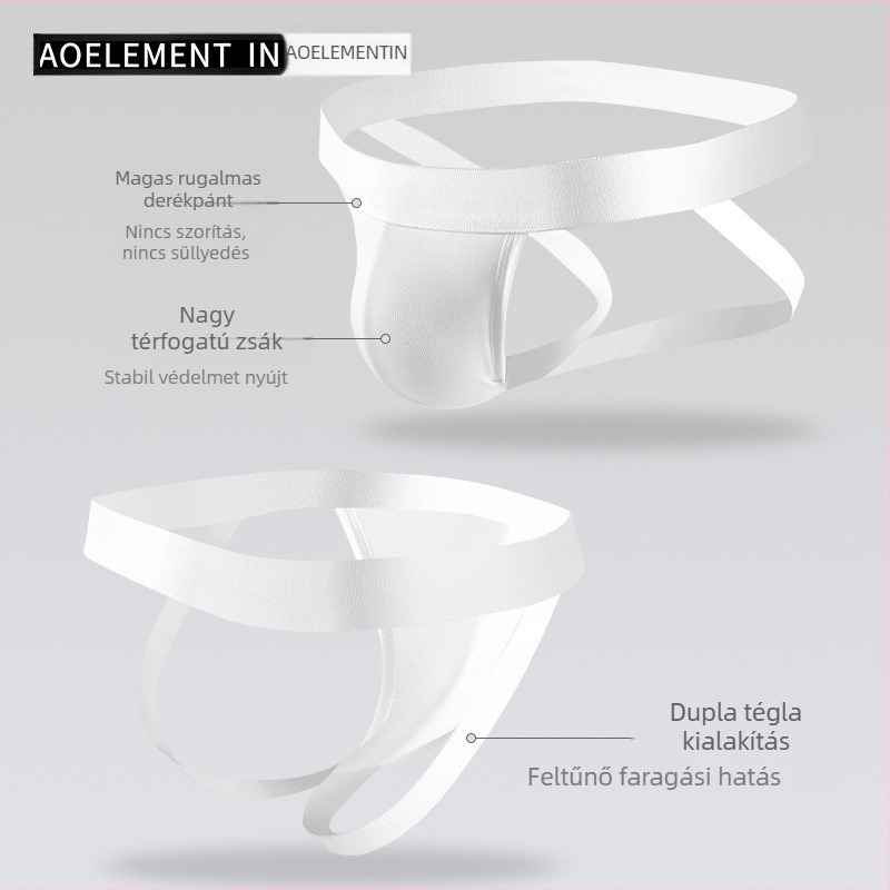 Férfi tangabugyi újrahasznosított rostból, sportos kötött anyag, alacsony derékvonal, viszkóz belső réteg 95–100%