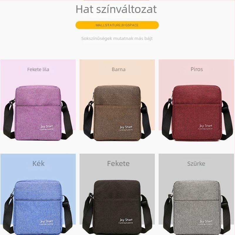 Női crossbody táska Oxford anyagból, cipzár, függőleges négyszögletes forma, telefonzseb