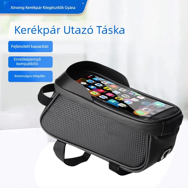 Kerékpár felsőcső táska telefonhoz – PU bőr, vízálló, nagy kapacitás, modell GU-64
