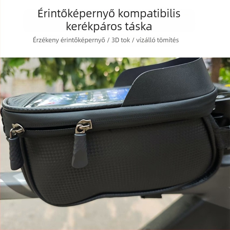 Kerékpár felsőcső táska telefonhoz – PU bőr, vízálló, nagy kapacitás, modell GU-64
