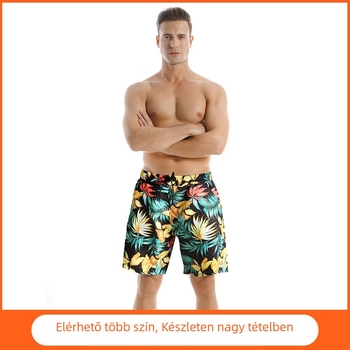 Férfi virágmintás poliészter strandnadrág, belső nylonos bélés, 260 g