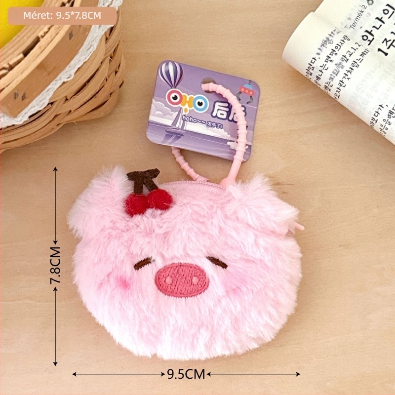 Plüss anyagú érmés pénztárca, rajzfilm mintával, laza utazási stílus, 1 hajtás, súly 14 g