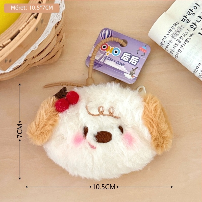 Plüss anyagú érmés pénztárca, rajzfilm mintával, laza utazási stílus, 1 hajtás, súly 14 g