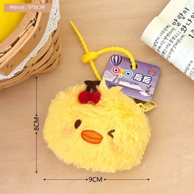 Plüss anyagú érmés pénztárca, rajzfilm mintával, laza utazási stílus, 1 hajtás, súly 14 g