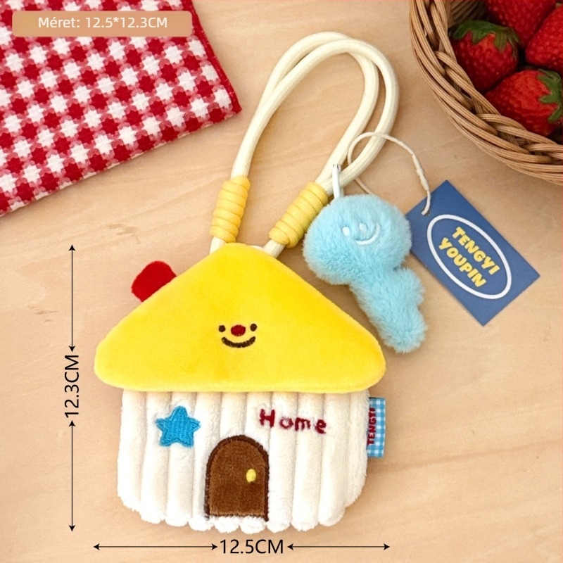 Plüss anyagú érmés pénztárca, rajzfilm mintával, laza utazási stílus, 1 hajtás, súly 14 g