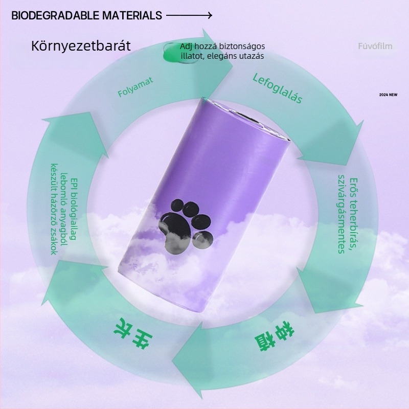Biodegradálható kutyapisz-s zacskók vastagított síknyitású kivitelben, EPI anyag, Termékkód: M-00094, kizárólagos külkereskedelmi export