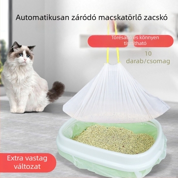 Macska almotáláshoz használt zsákok - egyszer használatos, vastag PE anyag, tekercses stílus