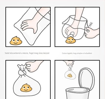 Kutyapiszok zacskó és gereblye készlet, PE anyag, 500 darab, PEID márka