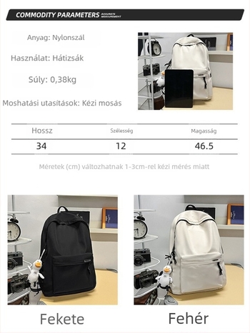 Uniszex iskolai hátizsák, városi minimalista stílus, nejlon anyag, 20–35L kapacitás, gerincvédelem
