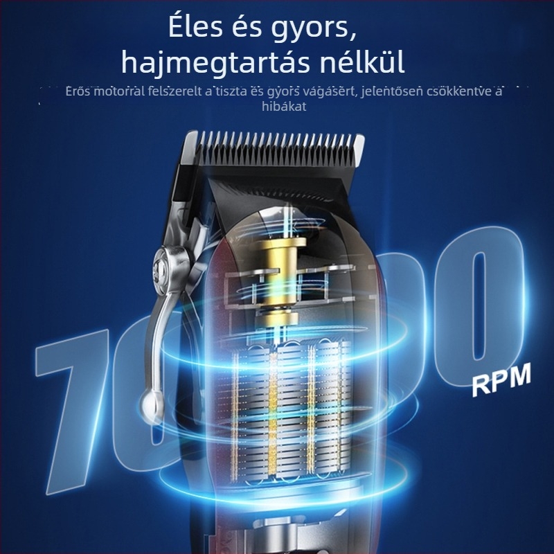Hajvágó LCD-kijelzővel, USB-töltéses, kefés motorral, rozsdamentes acél pengékkel, nem vízálló, otthoni használatra