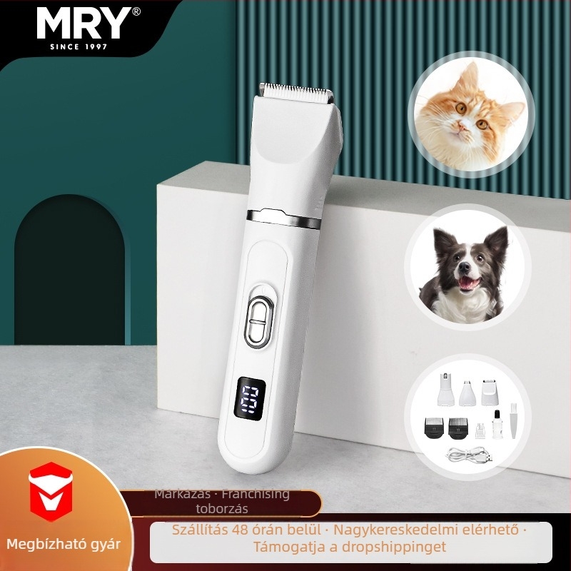 MRY elektromos hajvágó kutyáknak és macskáknak, műanyag ház, 30 darabos csomagolás