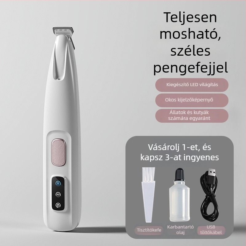 Macska mancs szőrzetvágója, csendes, újratölthető, pengék ABS, kerámia és rozsdamentes acél